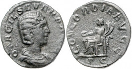 Römische Münzen. 
Kaiserzeit. 
Otacilia Severa (Gattin Philipps I.). Sesterz, Rom, 13,35 g, diad. u. drap. Bü. re./Concordia n. li. sitzend, darunte...