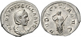 Römische Münzen. 
Kaiserzeit. 
Herennia Etruscilla (Gattin des Trajan Decius). Antoninian, 3,88 g, Rom, diad. Bü. re. auf Mondsichel/Pudicitia n. li...