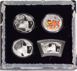 China-Volksrepublik. 
Chinese Lunar Year of Tiger Silver Coin Premium Set 2010, Jahr des Metalls mit dem Tiger, mit 4x 10 Yuan 2010, alle mit Tigermo...