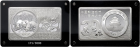 China-Volksrepublik. 
10 Yuan 2013, Silber, die Münze eingelegt in 2-Oz-Silberbarren (zus. 3 Oz Feinsilber), 30 Jahre Ausgabe des chinesischen Silber...
