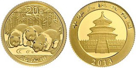 China-Volksrepublik. 
20 Yuan 2013, GOLD (1/20 Oz fein), Panda. in Kapsel u. Holzschatulle, mit Echtheitszertifikat der Fa. MDM, mehrwertsteuerbefrei...