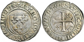 Frankreich. 
Karl VI. 1380-1422. Blanc Guénar o.J., 1. Emission, Tournai, Lilienwappen/Kantonskreuz, in den Winkeln abwechselnd Lilien u. Kronen, 2,9...