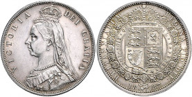 Großbritannien. 
Victoria 1837-1901. 1/2 Crown 1887, Silber. Schön&nbsp;129, KM&nbsp;764, Seaby&nbsp;3924. . 

winz. Rdu, vz/stfr