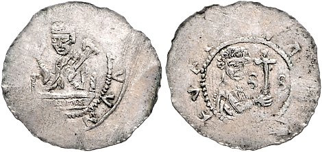 Böhmen. 
Przemysl Otakar I., 1192-1193 u. 1197-1230. Denar, 1,23 g, Prag, Brb. ...