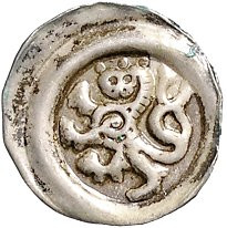Böhmen. 
Przemysl Otakar II. 1253-1278. Brakteat, 0,73 g, Prag, gekrönter doppe...