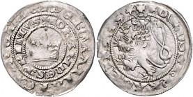 Böhmen. 
Johann von Luxemburg 1310-1346. Prager Groschen o.J., Prag, 3,74 g, Krone/böhmischer Löwe li. Doneb.&nbsp;817, Castelin&nbsp;9. . 

ss