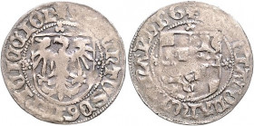 Brandenburg/-Preußen. 
Albrecht Achilles 1470-1486. Groschen, Brandenburg, 2,35 g. Bahrf.&nbsp;II/&nbsp;41. RRR.. 

s-ss