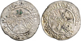 Brandenburg/-Preußen. 
Joachim I. und Albrecht 1499-1513. Groschen 1503, lt. Kluge Mzst. Frankfurt/Oder, 2,21 g. Bahrf.&nbsp;II/&nbsp;115. . 

ss