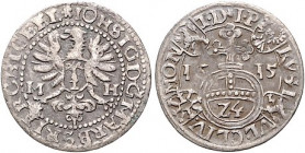 Brandenburg/-Preußen. 
Johann Sigismund 1608-1619. Groschen 1615 M-H, Cöln. Bahrf.&nbsp;II/&nbsp;554. . 

ss