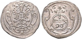 Brandenburg/-Preußen. 
Georg Wilhelm 1619-1640. Dreier 1623 LM, Cöln, letzte Ziffer der Jz. nicht lesbar ausgeprägt, der Reichsapfel mit Perlen. Bahr...