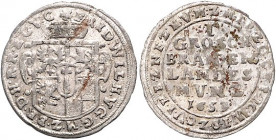 Brandenburg/-Preußen. 
Friedrich Wilhelm 1640-1688. Groschen 1653, Landmünze, Berlin, Bahrf. III/165. . 

leicht korrodiert, ss