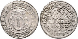 Brandenburg/-Preußen. 
Friedrich Wilhelm 1640-1688. 6 Pfennige 1659, Landmünze, Berlin, Bahrf. III/173. . 

ss-vz