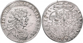 Brandenburg/-Preußen. 
Friedrich Wilhelm 1640-1688. Gulden 1678 CS (Berlin). v.&nbsp;Schrötter&nbsp;278, Bahrf.&nbsp;III/&nbsp;250b. . 

leichte Ko...