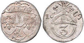 Brandenburg/-Preußen. 
Friedrich Wilhelm 1640-1688. Dreier 1669, Berlin, Bahrf. III/238b. . 

ss