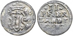 Brandenburg/-Preußen. 
Friedrich Wilhelm 1640-1688. II Pfennige 1676 CS, Berlin, Bahrf. III/322. . 

f. ss