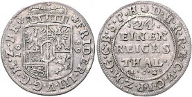 Brandenburg/-Preußen. 
Friedrich III. 1688-1701. 1/24 Taler 1689 LCS (Berlin). v.&nbsp;Schrötter&nbsp;623, Bahrf.&nbsp;III/&nbsp;515a. . 

ss