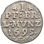 Brandenburg/-Preußen. 
Friedrich III. 1688-1701. I Pfennig 1695 LCS (Berlin), e...