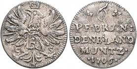 Brandenburg/-Preußen. 
Königreich ab 1701. Friedrich I. 1701-1713. 6 Pfennig 1706 CS u. 1709 CS (Berlin). Martin&nbsp;28. zus. 2 St. (deutl. Variante...