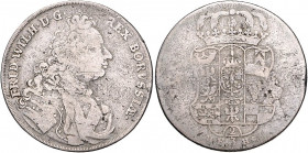 Brandenburg/-Preußen. 
Friedrich Wilhelm I. 1713-1740. 2/3 Taler 1717 HFH (Magdeburg), die Jz. nur noch z.T. lesbar. v.&nbsp;Schrötter&nbsp;279. . 
...