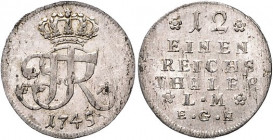 Brandenburg/-Preußen. 
Friedrich II. 1740-1786. 1/12 Taler 1745 EGN (Berlin), Variante mit Punkt zwischen L und M. Old.&nbsp;5. . 

winz. Sf, ss-vz...