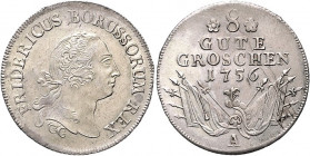 Brandenburg/-Preußen. 
Friedrich II. 1740-1786. 8 Gute Groschen 1756 A. Old.&nbsp;19b. \b. 

kleine Sf, ss-f. vz