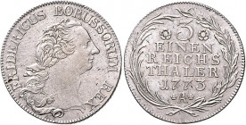 Brandenburg/-Preußen. 
Friedrich II. 1740-1786. 1/3 Taler 1773 A. Old.&nbsp;75. \b. 

winzige Sf, ss-f. vz