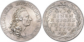 Brandenburg/-Preußen. 
Friedrich II. 1740-1786. 1/3 Taler 1774 A, Greisenantlitz. Old.&nbsp;76. \b. 

Vs. leicht justiert, winziger Sf, vz