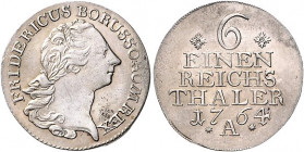 Brandenburg/-Preußen. 
Friedrich II. 1740-1786. 1/6 Taler 1764 A. Old.&nbsp;81. \b. 

f. stfr