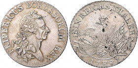 Brandenburg/-Preußen. 
Friedrich II. 1740-1786. Taler 1781 E, Kanone mit sichtb. Mündung, 6 Spitzen rechts der Waffengruppe. Old.&nbsp;111&nbsp;b/3. ...