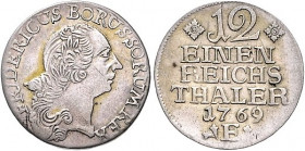 Brandenburg/-Preußen. 
Friedrich II. 1740-1786. 1/12 Taler 1769 E. Old.&nbsp;119. \b. 

ss