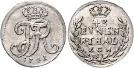 Brandenburg/-Preußen. 
Friedrich II. 1740-1786. 1/48 Taler 1741 EGN (Berlin), schmales Monogramm mit kleiner Krone. Old.&nbsp;141a. . 

vz