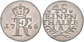 Brandenburg/-Preußen. 
Friedrich II. 1740-1786. 1/48 Taler 1766 A (Wz zwischen Rosetten). Old.&nbsp;147, Kluge&nbsp;190.3, v.&nbsp;Schr.&nbsp;802. . ...