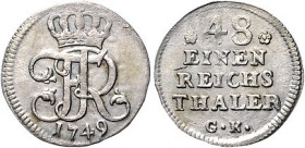 Brandenburg/-Preußen. 
Friedrich II. 1740-1786. 1/48 Taler 1749 GK, in zwei Varianten : GK mit Punkten bzw. GK mit 5 strahl. Sternen, unterschiedl. M...