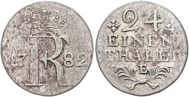 Brandenburg/-Preußen. 
Friedrich II. 1740-1786. 1/24 Taler 1782 E. Old.&nbsp;168, v.&nbsp;Schr.&nbsp;730. R.. 

s-ss