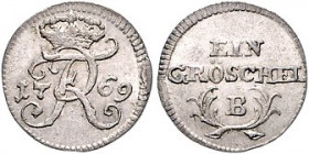 Brandenburg/-Preußen. 
Friedrich II. 1740-1786. 1 Gröschel 1769 B, für Schlesien. Old.&nbsp;327. R.. 

vz