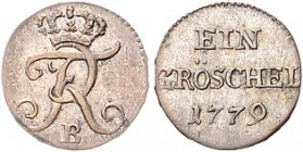 Brandenburg/-Preußen. 
Friedrich II. 1740-1786. 1 Gröschel 1779 B, für Schlesien. Old.&nbsp;328. \b. 

ss