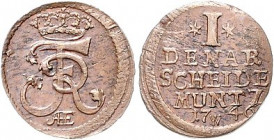 Brandenburg/-Preußen. 
Friedrich II. 1740-1786. Kupferdenar 1746 W für Schlesien. Old.&nbsp;330, v.&nbsp;Schr.&nbsp;1642. R.. 

kleine Sf, vz