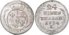 Brandenburg/-Preußen. 
Friedrich II. 1740-1786. 1/24 Taler 1754 L, Mmz. LDC, rückdatierte Kriegsprägung sächsisch-polnischen Typs, geprägt 1757/58, M...
