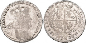 Brandenburg/-Preußen. 
Friedrich II. 1740-1786. 18 Gröscher 1755 EC, am Ende der Av.-Legende ein fünfzackiger Stern, preuß. Kriegsgeld, zurückdatiert...
