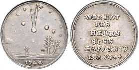 Brandenburg/-Preußen. 
Friedrich II. 1740-1786. Schlesien. Silberabschlag vom inoffiz. Kometendukaten 1744, von G. Kittel, auf den sehr hellen, aufse...