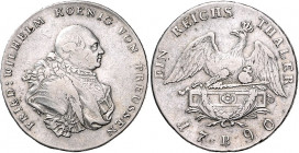 Brandenburg/-Preußen. 
Friedrich Wilhelm II. 1786-1797. Taler 1790 B, Adler auf Postament. Old.&nbsp;6, J.&nbsp;23, v.&nbsp;Schrötter&nbsp;30. . 

...