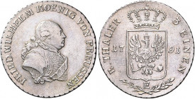 Brandenburg/-Preußen. 
Friedrich Wilhelm II. 1786-1797. 1/3 Taler 1791 E. Old.&nbsp;11, J.&nbsp;22, v.&nbsp;Schrötter&nbsp;72. \b. 

ss/ss-vz
