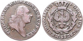 Brandenburg/-Preußen. 
Friedrich Wilhelm II. 1786-1797. Kupfergroschen 1797 B, für Südpreußen. Old.&nbsp;28a, J.&nbsp;174. . 

ss