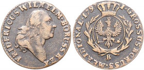 Brandenburg/-Preußen. 
Friedrich Wilhelm II. 1786-1797. Kupfergroschen 1797 B, für Südpreußen. Old.&nbsp;28a, J.&nbsp;174. . 

ss