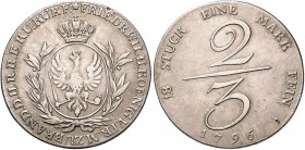 Brandenburg/-Preußen. 
Friedrich Wilhelm II. 1786-1797. Handelsgulden 1796, Adlerschild zwischen Lorbeerzweigen, geprägt für das Bankhaus M. Oppenhei...