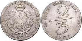 Brandenburg/-Preußen. 
Friedrich Wilhelm II. 1786-1797. Handelsgulden 1797, Adlerschild zwischen Palmzweigen, geprägt für das Bankhaus Liepmann & Co....