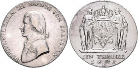Brandenburg/-Preußen. 
Friedrich Wilhelm III. 1797-1840. Taler 1801 A. Old.&nbsp;102a, J.&nbsp;29, Kahnt&nbsp;361. . 

min. just., fast vorzüglich...