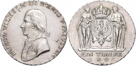 Brandenburg/-Preußen. 
Friedrich Wilhelm III. 1797-1840. Taler 1807 A, Umschrift mit "V. PREUSSEN". Old.&nbsp;102c, J.&nbsp;29, AKS&nbsp;10&nbsp;Anm....