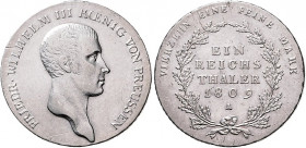 Brandenburg/-Preußen. 
Friedrich Wilhelm III. 1797-1840. Taler 1809 A. Old.&nbsp;103a, J.&nbsp;33, Kahnt&nbsp;362. Jz. R.. 

min. just., winz. Sf, ...