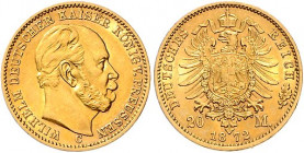 Preussen. 
Wilhelm I. 1871-1888. 20 Mark 1872 C. Jaeger&nbsp;243. . 

winziger Rf., ss-vz